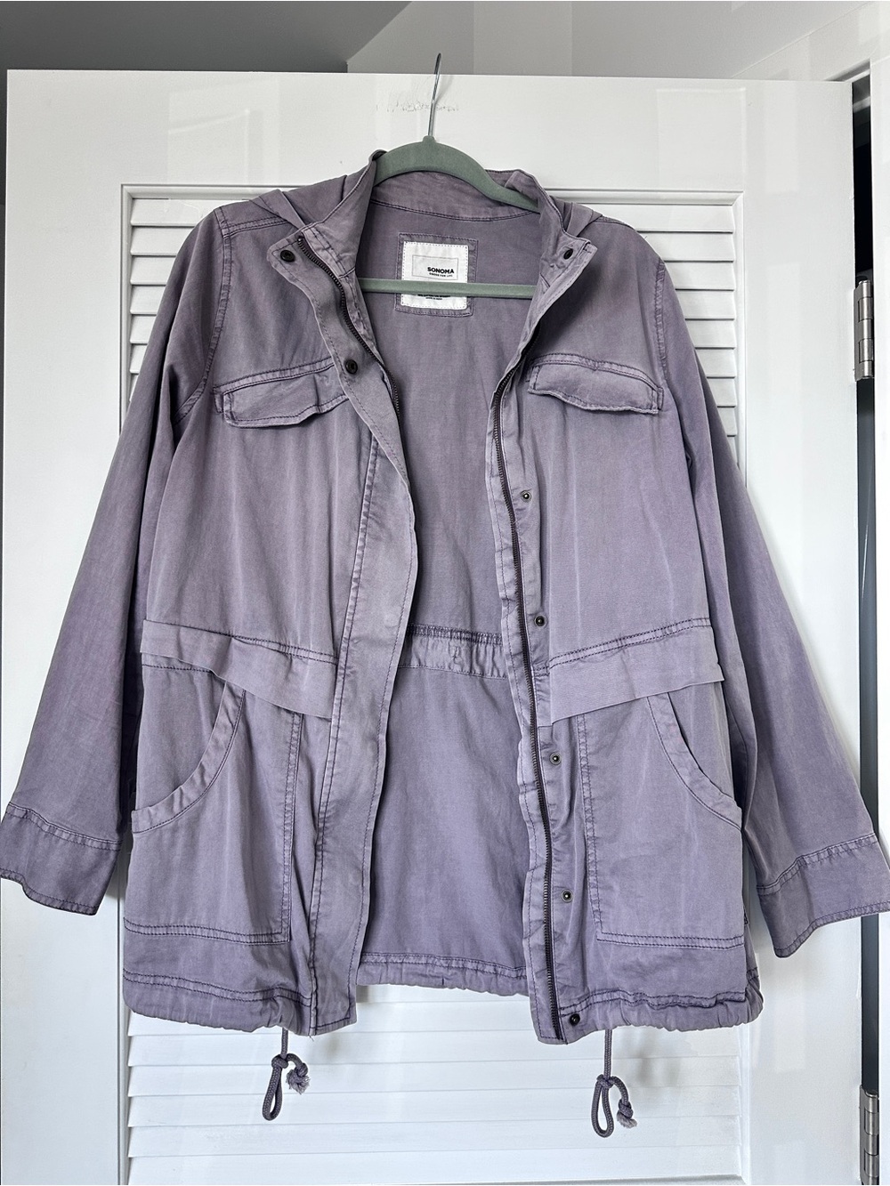 Sonoma Cotton Blend Hooded Utility Jacket Dusty Mauve Purple Plum M